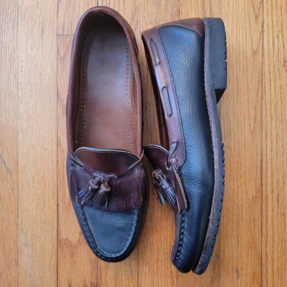 Allen Edmonds 13 NASHUA Wing Tip Brown Black Leather Tassel Dress Shoes Slip On - Picture 1 of 8